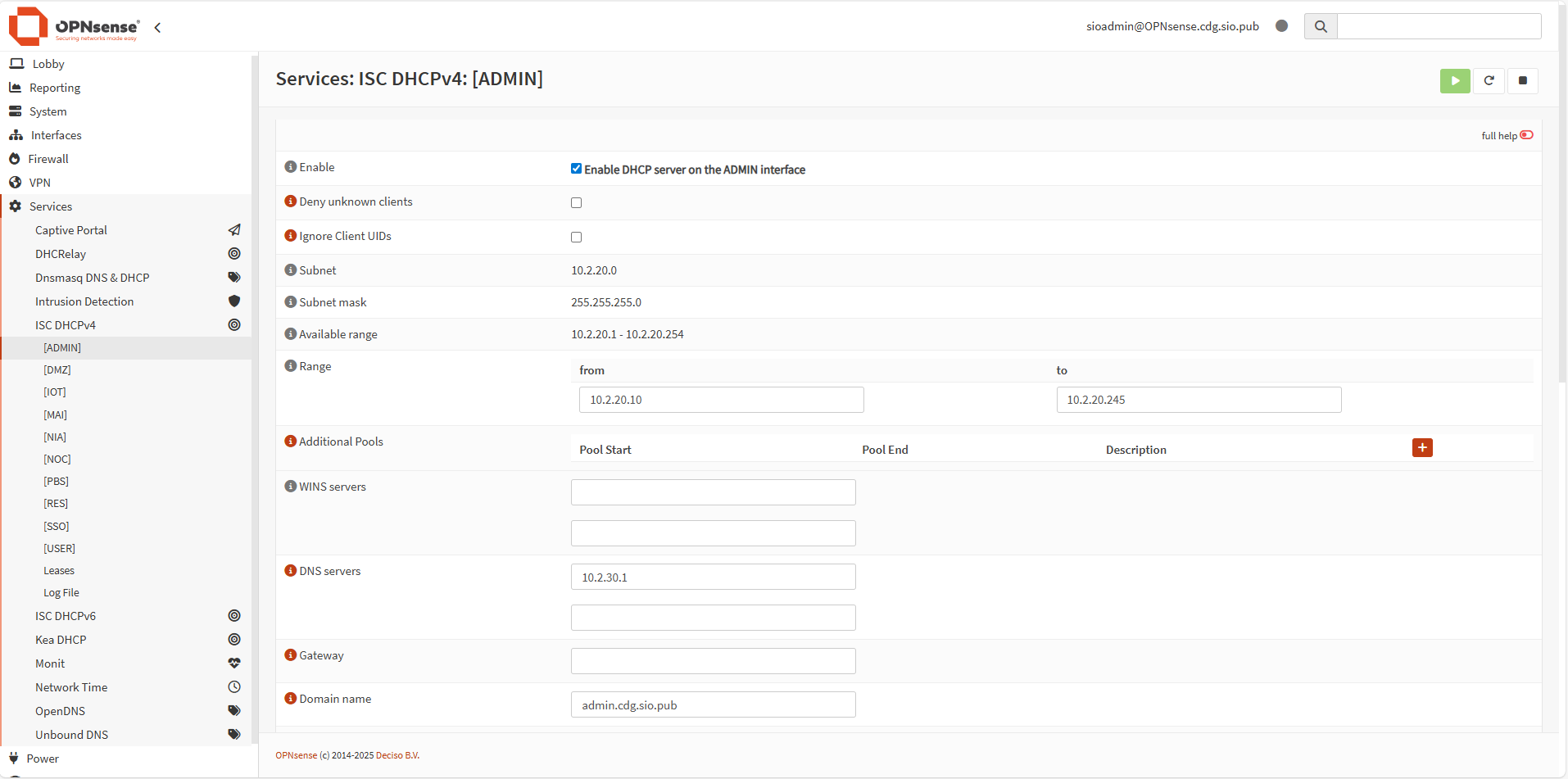 Configuration DHCP